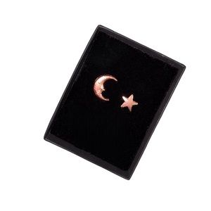 Handmade Rose Gold Moon & Star Earrings